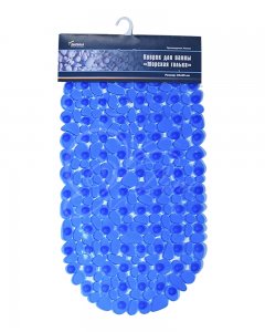 Коврик для ванны "Морская галька" 39х69 см синий