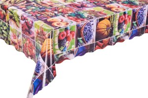 WF-2129A Скатерть ПВХ коллекция "УЮТ" на нетканой основе  125*110см с волнистой каймой 