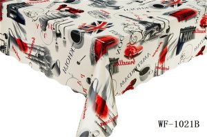WF-1021B Скатерть ПВХ коллекция "УЮТ" на нетканой основе  125*110см с волнистой каймой 