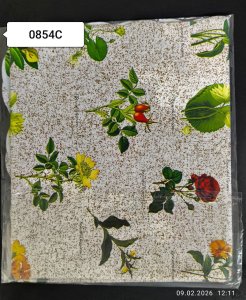 WF-0854C Скатерть ПВХ коллекция "УЮТ" на нетканой основе  125*110см с волнистой каймой 