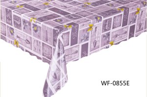 WF-0855E Скатерть ПВХ коллекция "УЮТ" на нетканой основе  125*110см с волнистой каймой 