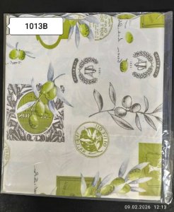 WF-1013B Скатерть ПВХ коллекция "УЮТ" на нетканой основе  125*110см с волнистой каймой 