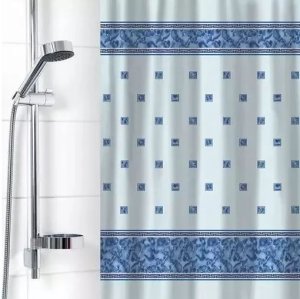 0222-BL Штора для   ванной "Для бережливых" Мрамор синий 170х180см
