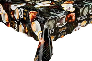 WF-1009A Скатерть ПВХ коллекция "УЮТ" на нетканой основе  125*110см с волнистой каймой 