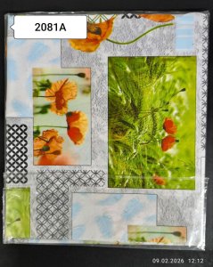 WF-2081A Скатерть ПВХ коллекция "УЮТ" на нетканой основе  125*110см с волнистой каймой 