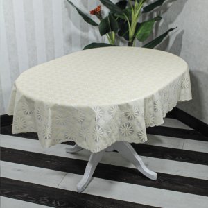 Скатерть столовая из ПВХ  ROSE LACE LUX 140*180 см  без основы овальная FH-023D