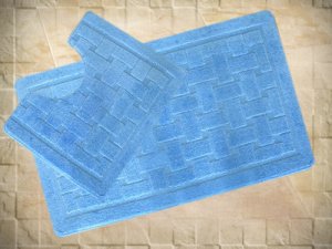 Набор ковриков для ванной комнаты  "Стандарт" 2 пр. голубой  80*120, 57*80см 1/10