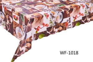 WF-1018 Скатерть ПВХ коллекция "УЮТ" на нетканой основе  125*110см с волнистой каймой 