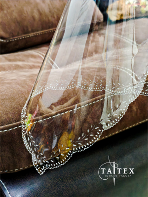 Гибкое стекло, скатерть пр-ая с пробивной каймой 140х110 см (пр-ник), толщина 0,4 мм ПЕЧАТЬ flow