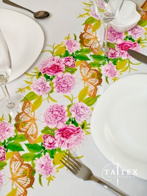 Гибкое стекло, скатерть пр-ая с пробивной каймой 140х240 см (овал), толщина 0,4 мм ПЕЧАТЬ flow