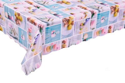 WF-2124A Скатерть ПВХ коллекция "УЮТ" на нетканой основе  125*110см с волнистой каймой 