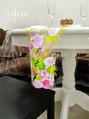 Гибкое стекло, скатерть пр-ая с пробивной каймой 140х170 см (овал), толщина 0,4 мм ПЕЧАТЬ flow