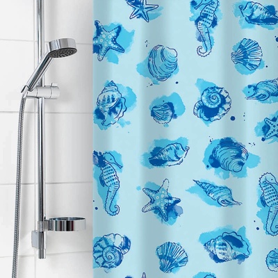 Шторы полиэтилен 180*180см (Посейдон голубой)