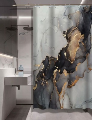 YT-Marble30 grey Шторы полиэстер для в/к с утяжелителем Marble"ZALEL" 180*200 