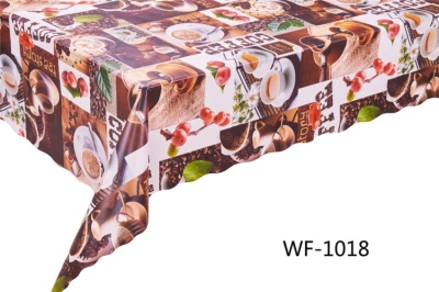 WF-1018 Скатерть ПВХ коллекция "УЮТ" на нетканой основе  125*110см с волнистой каймой 